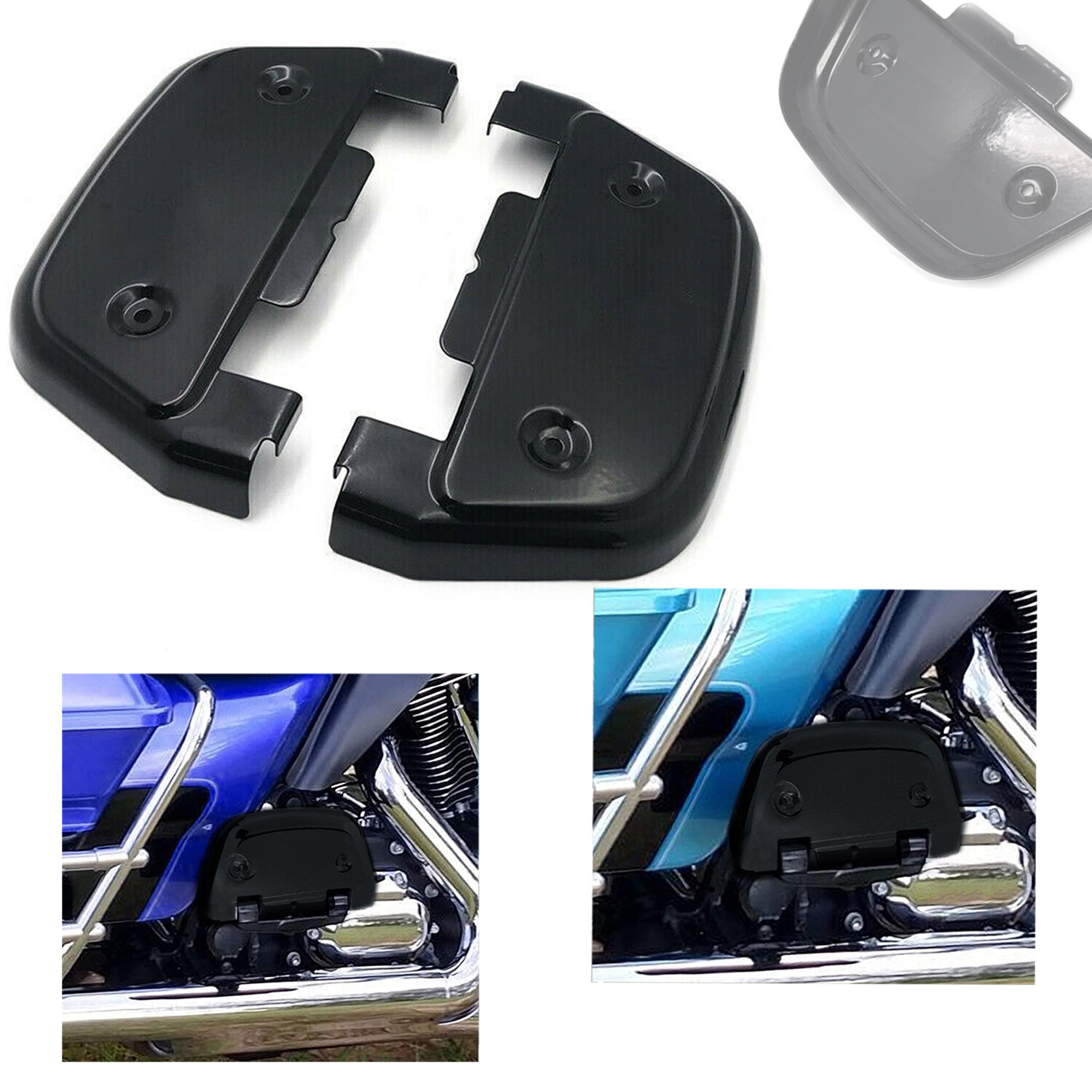 Black Passenger Footboard Floorboard Cover for Harley Touring Road