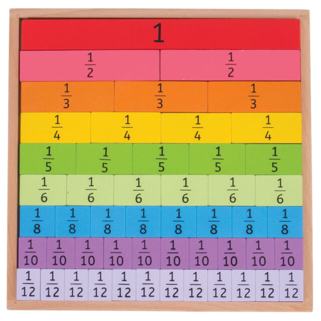 Bigjigs Toys Wooden Educational Fractions Tray with Decimals Math Kids Child
