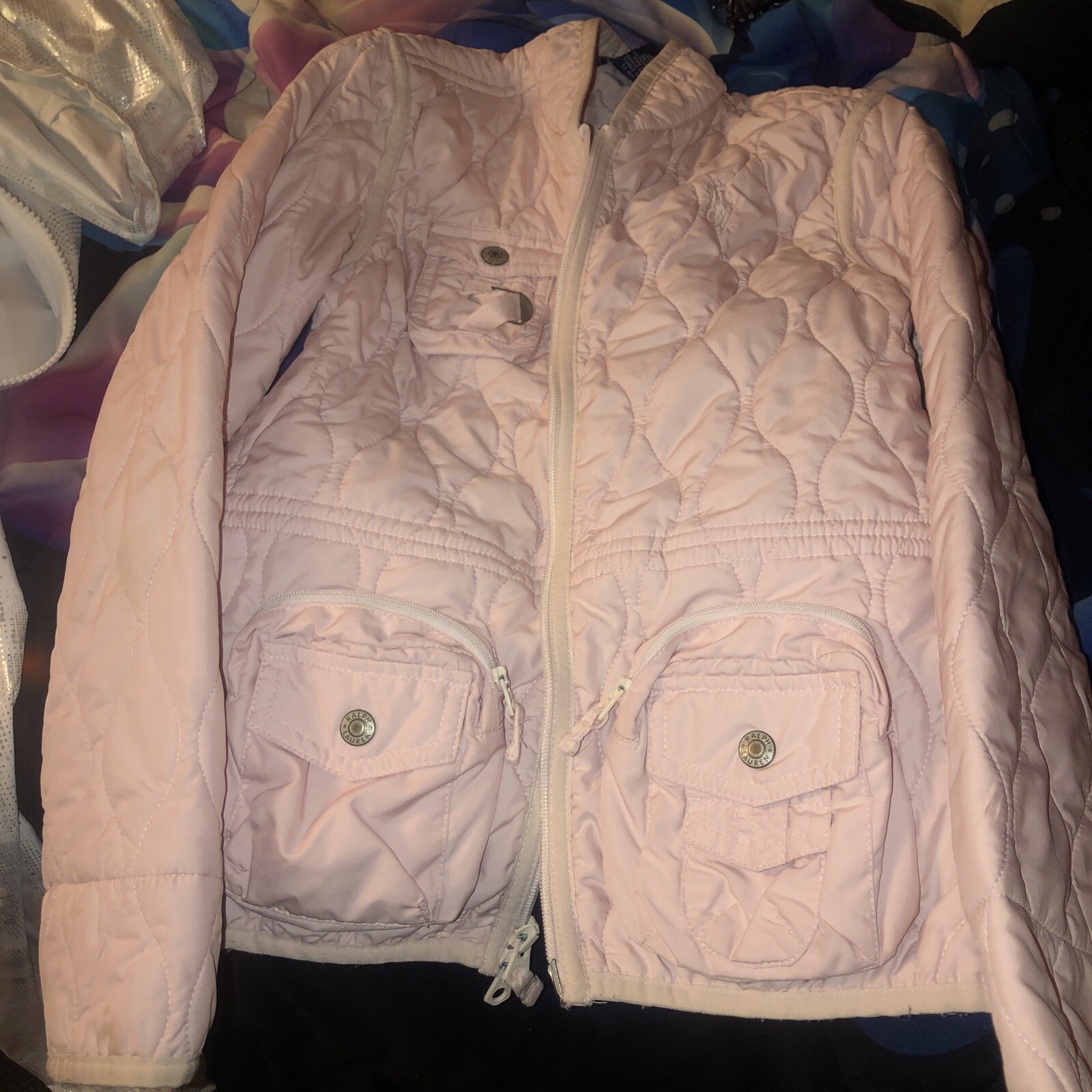 Ralph Lauren Giacca Trapuntata Rosa Piccolo Pony