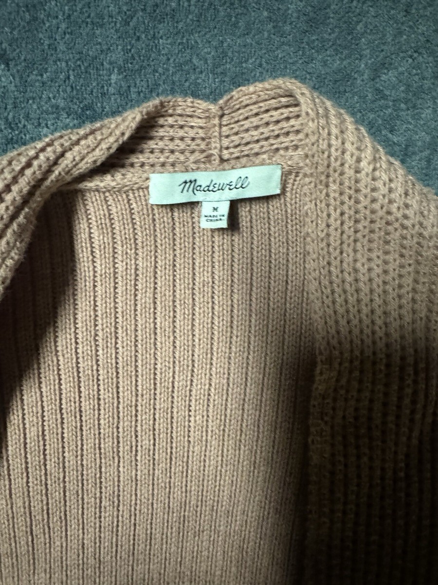 Madewell Nolan 100% Cotton Cardigan Open Sweater in Dried Petal Pink Medium