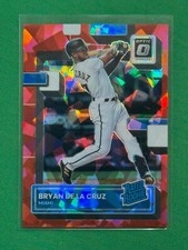 2022 Panini Donruss Optic 53 Bryan De La Cruz RC Rated Rookie Cracked Ice Red /7