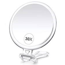 30X Magnifying Mirror for Travel with Handle Double-Sided 1X/30X Magnificatio...