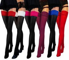 NEW Lace Top 60 Denier Sheer Hold-Ups Microfibre / Stockings size S - XXXXL
