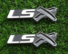2 Pcs Lsx Emblems 3d Logo Nameplate Ls 454 350 376 Badge Decal Chrome Black
