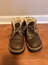 UGG Australia Boots Size 6 Shearling Ankle Booties Brown Leather Lace Up Y2K