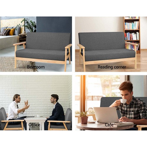 NNEDSZ 2 Seater Fabric Sofa Chair - Grey - Picture 6 of 8