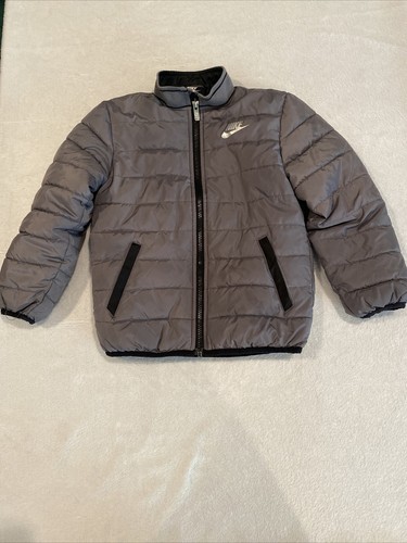 NIKE Gray Athletic Track Jacket Size 7 Lrg Zipper Front Boys Youth