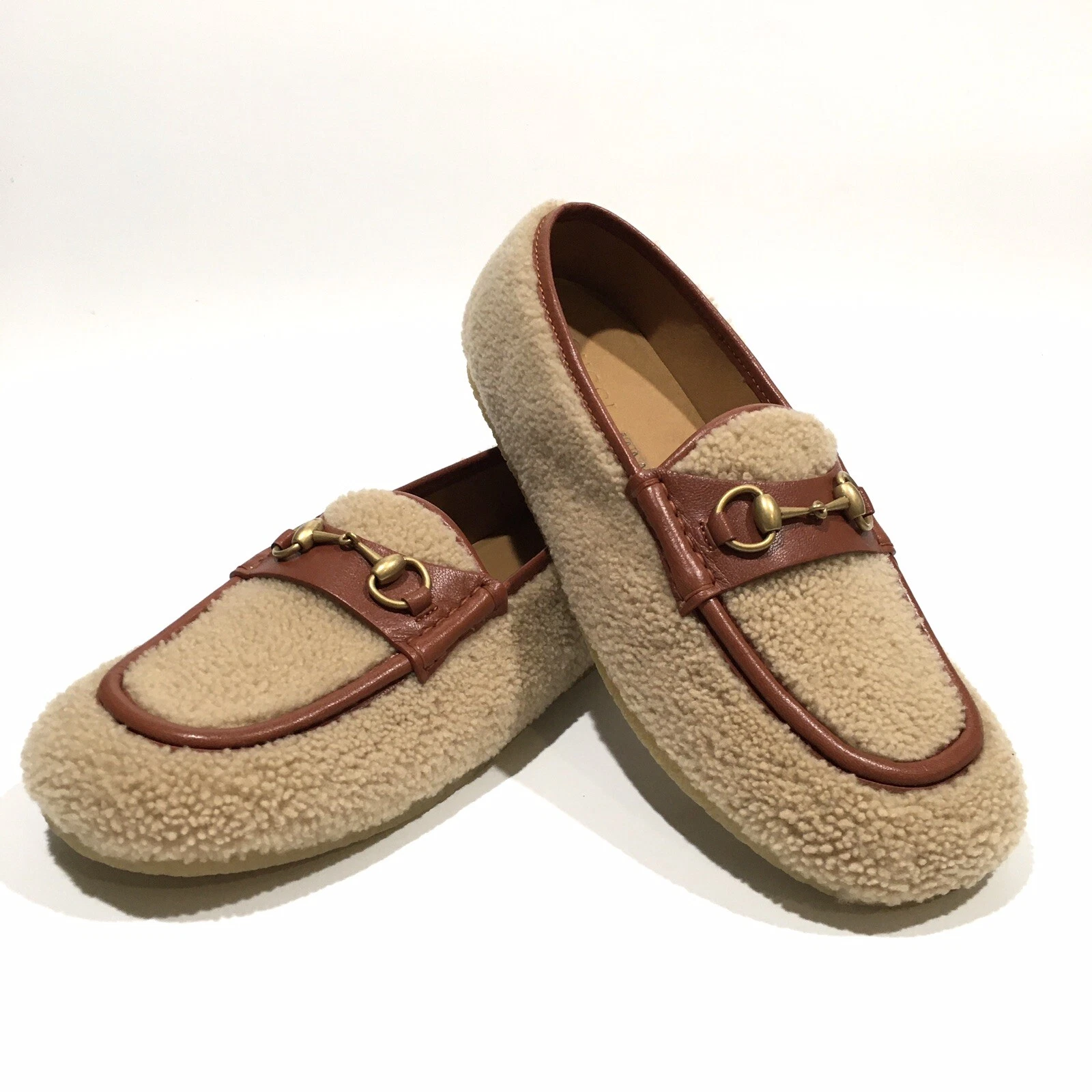 MOCASSINS EN LAINE MERINO GUCCI HORSEBIT   BEURRE BEIGE   HOMMES US 12   NEUFS
