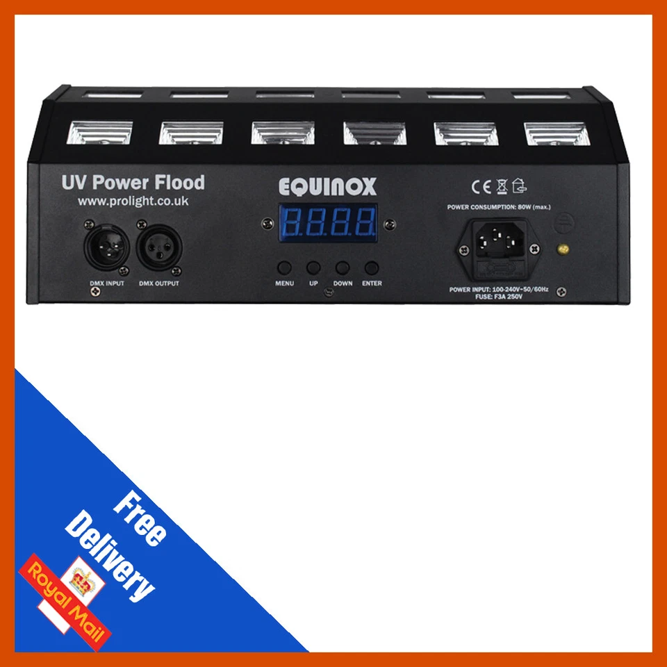 EQUINOX UV POWER FLOOD 24 X 3 WATT UV LED DJ DISCO BLACK LIGHT STROBE EFFECT DMX - Image 3 of 4