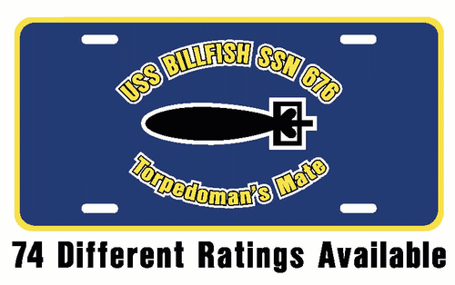 USS BILLFISH SSN 676 Rating License Plate U S Navy USN Military PO4 - Picture 1 of 3