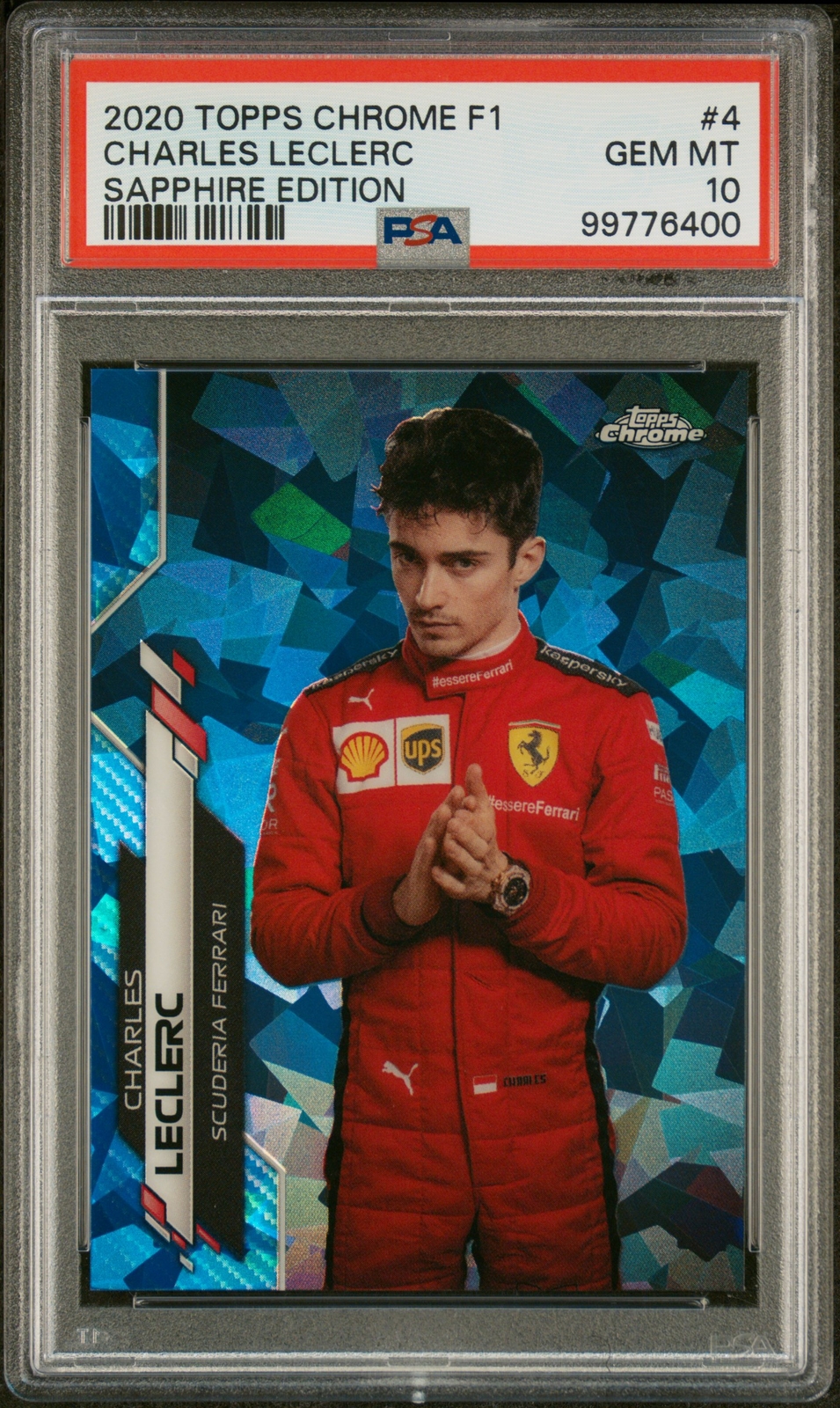 2020 TOPPS CHROME FORMULA 1 SAPPHIRE ED #4 CHARLES LECLERC PSA 10