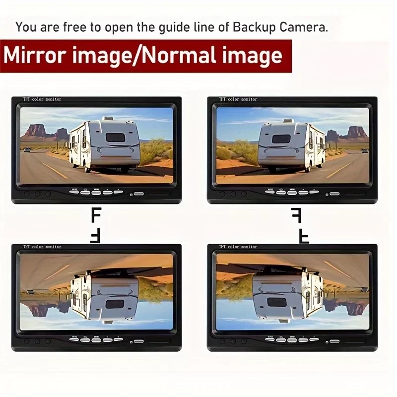 7" Monitor Rear View Backup Camera Night Vision System for RV Truck Bus VAN US - Image 3 of 4