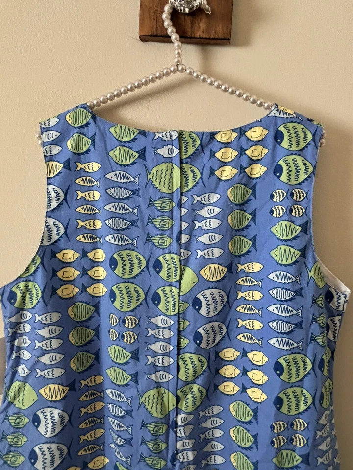 NWT Corkeys Kids Girls Size XL Blue Sleeveless Dress Fish Print Bow Detail - Image 4 of 4