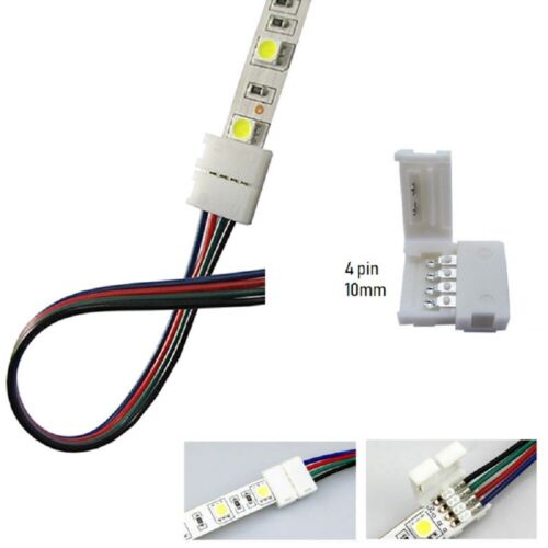 X4pz Connettore a clip 10mm 4 pin per striscia led RGB multicolore strip 5050 - Foto 1 di 2