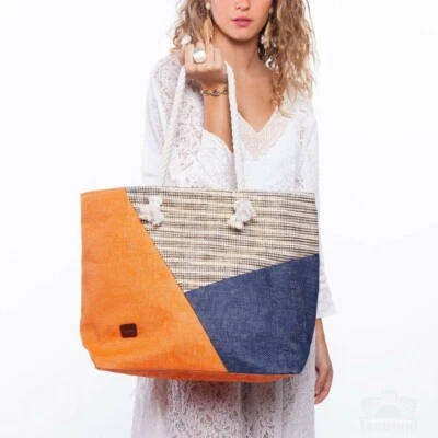 GROSSE TASCHE TANTREND HAND SCHULTER STOFF STRAPAZIERFÄHIG ETHNO MEER SOMMER DAMEN 6