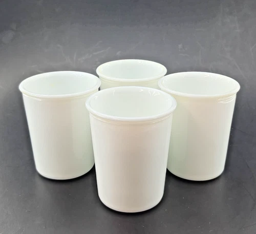 VTG Hazel Atlas Milk Glass Juice Tumblers 6 oz - Set of 4 Glasses - MCM - EUC