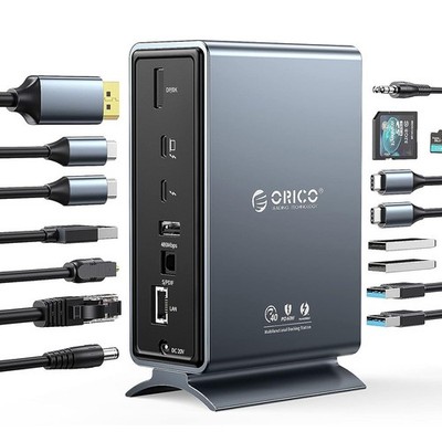 ORICO Thunderbolt 3 Docking Station 15-in-1 40Gbps. Single 8K 30hz Dual, 4K 60Hz