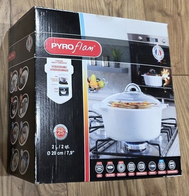 PYROFLAM 2L / 20cm Kasserolle Topf mit Deckel. Made In France von Pyrex