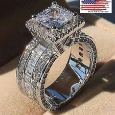 Gorgeous Cubic Zircon 925 Silver  Ring Charm Women Wedding Jewelry Sz 5-11 #1