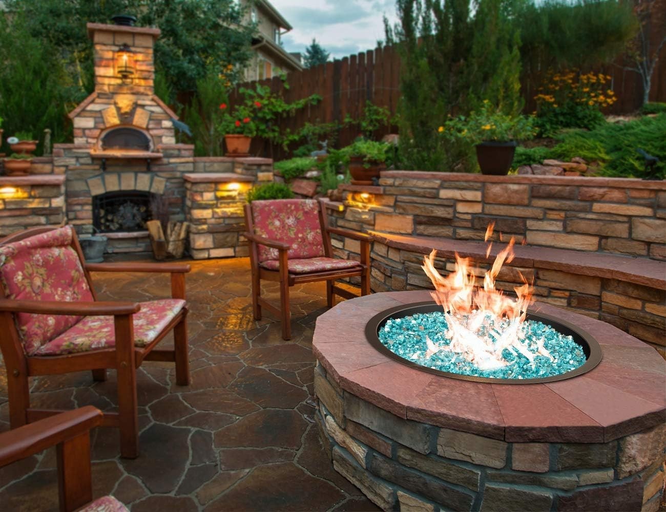 Skyflame Round Outdoor Fire Pit Pan w/Burner Ring,  Drop-in Style 19"