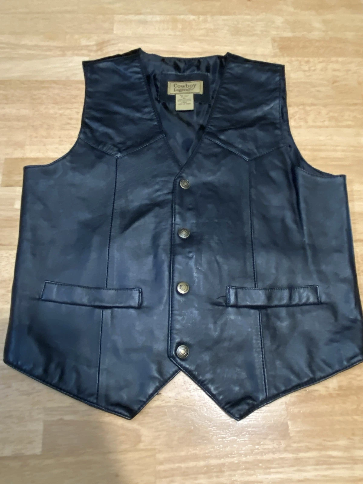 Cowboy Legend Lambs Leather Black Size XL Vest (11)