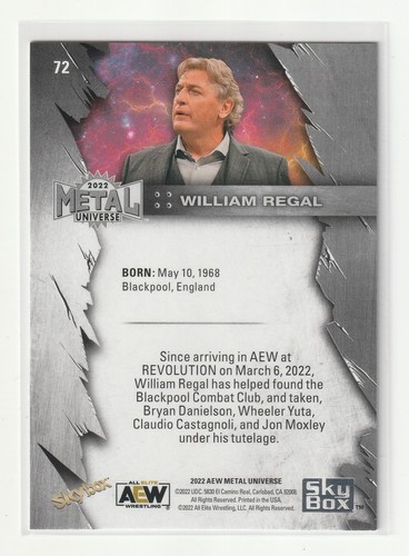 2022 SkyBox Metal Universe AEW William Regal #72 Base Card - Picture 2 of 2