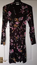 Fat Face Dress Size 12 - Black Multi Floral Wrap Style with Belt
