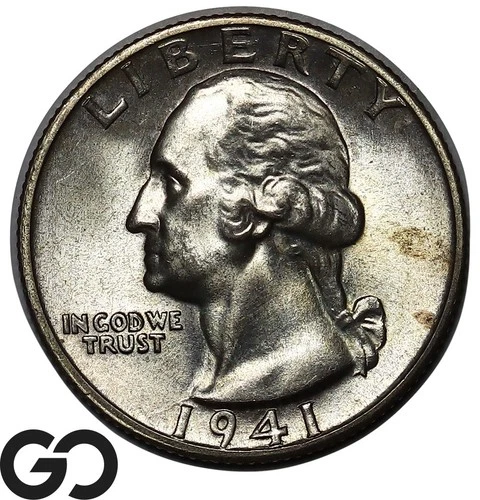 1941-S Washington Quarter, Lustrous Solid Gem BU++
