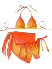 Women's 3 Piece Swimsuit Triangle Halter Side Tie Thong Bikini Set with Cover...