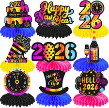 New Years Party Honeycomb Centerpieces 12Pcs Happy 2026 New Year Table Centerpie