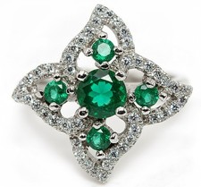 1CT Treated Emerald  Topaz 925 Solid Sterling Silver Ring Jewelry Sz 6 MK6-3