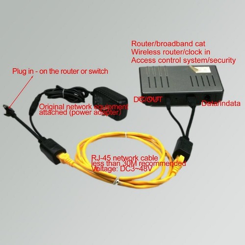 12V POE Adapter Cable Cord RJ45 Injector Splitter Network Power over Ethernet - Afbeelding 11 van 11