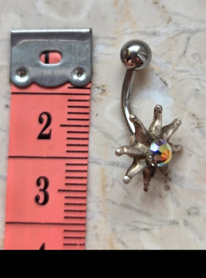 Bauchnabelpiercing Edelstahl Stern mit rundem Kristall, silber, nickelfrei