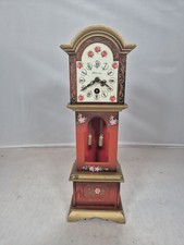 1950s Blessing West Germany Wind-Up Mini Grandfather Clock – Floral Plastic