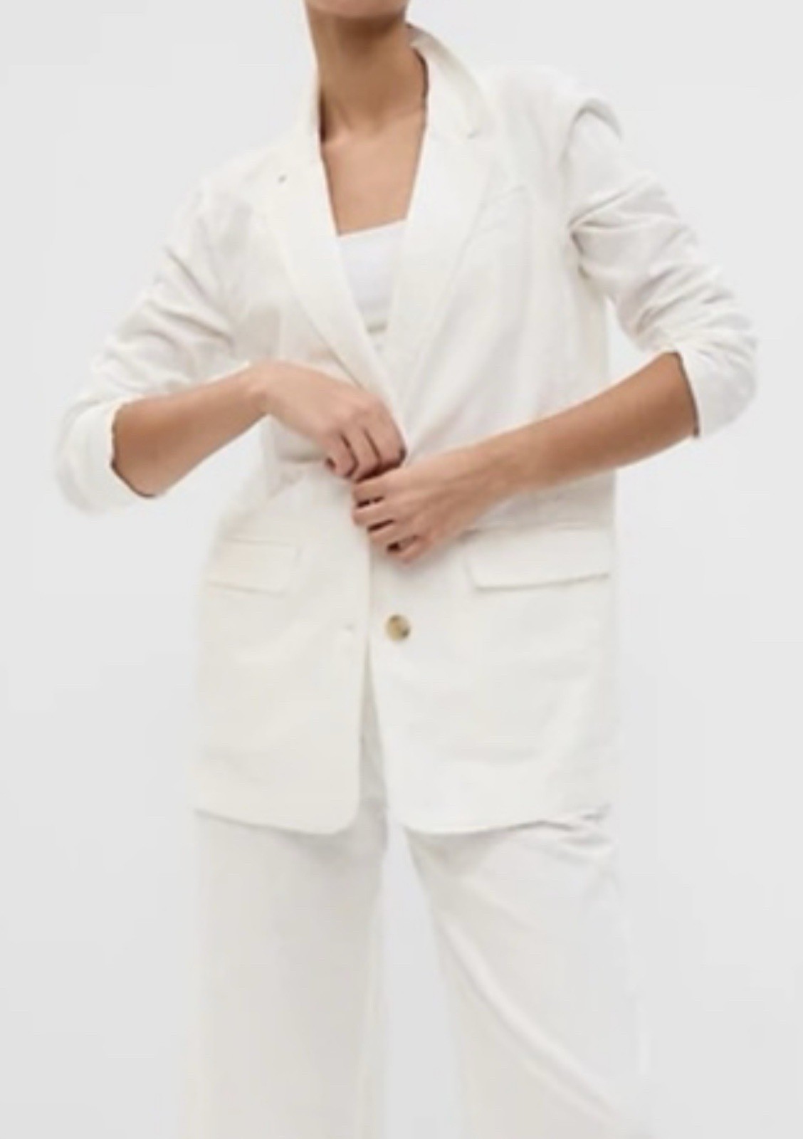 Gap Women’s Cotton Linen Blazer Sz M NWT White 2 Button Pockets Relaxed Fit