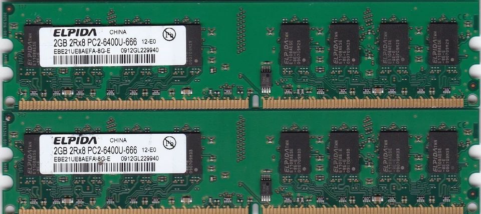 4GB 2x2GB PC2-6400 ELPIDA EBE21UE8AEFA-8G-E DDR2-800 DESKTOP Ram Memory Kit DIMM - Image 3 of 4