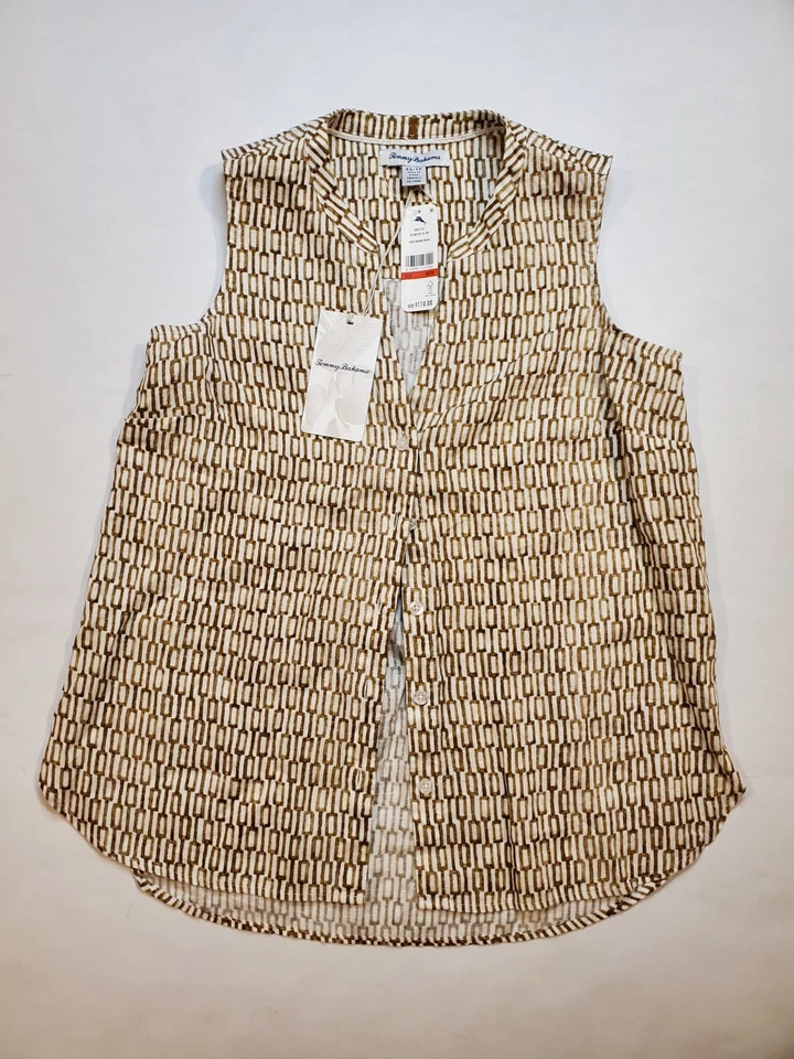 Новый с Ярлыками Tommy Bahama женщин остров ключ без рукавов 100% льняной верхний размер XS коричневый сахар - Изображение 2 из 4
