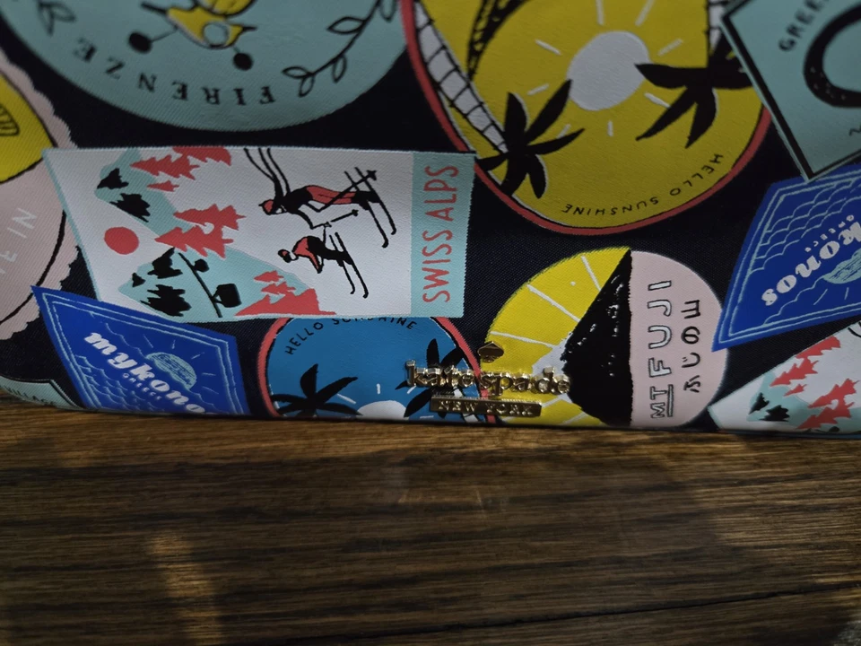 Conjunto raro bolsa cosmética Kate Spade com zíper artigos de higiene pessoal estojo de viagem e lápis - Imagem 3 de 4