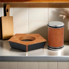 Portable Knife Sharpener - 5 Diamond Disc Wheels - 12°-22° Settings Wooden Base