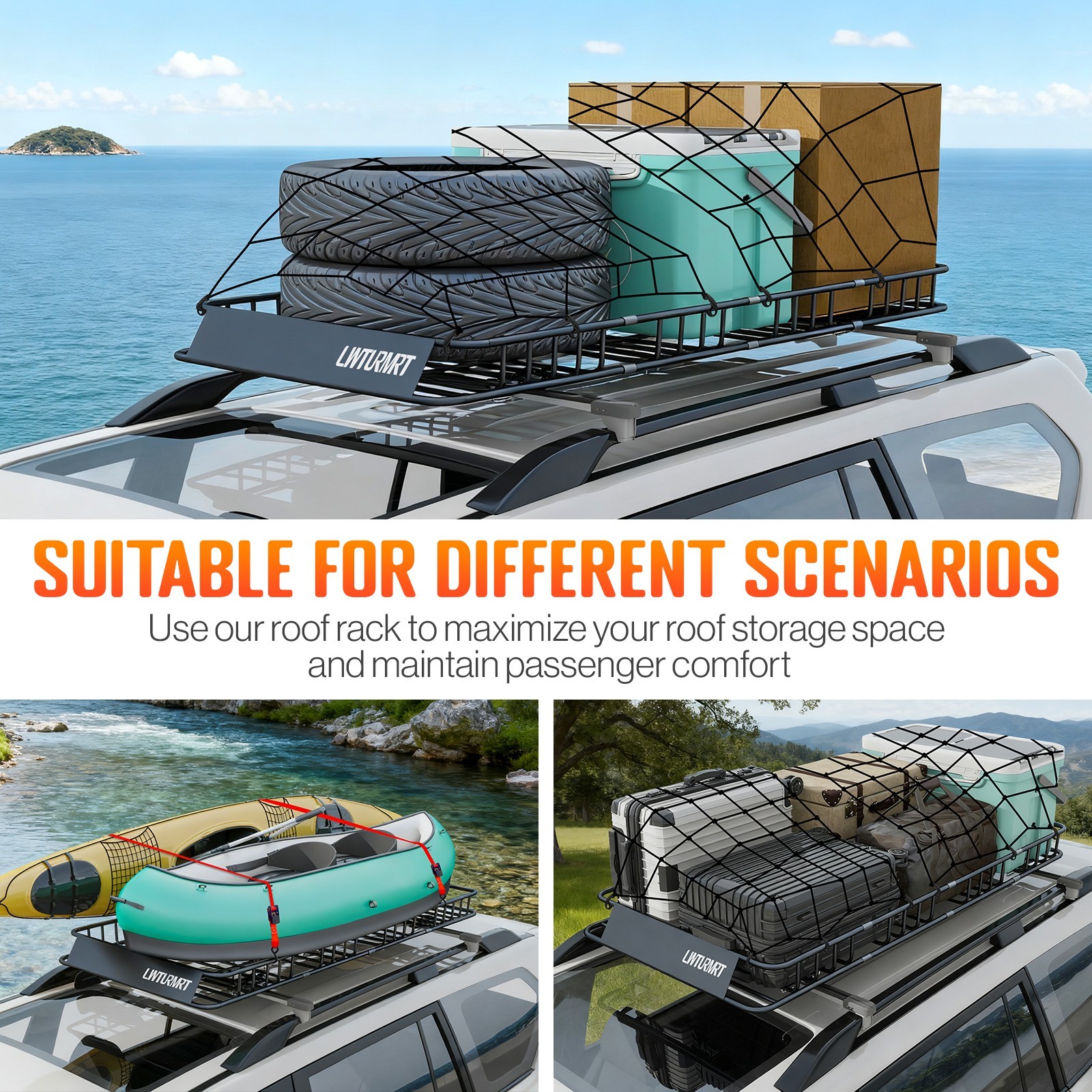 Roof Rack Fits 84" Extendable Steel Luggage Cargo Carrier Top Basket SUV Truck