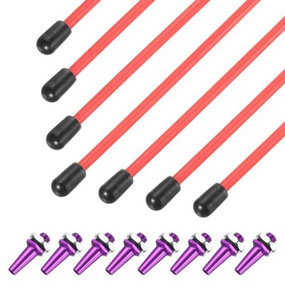320mm Plastic Antenna Tube with Holder Plugs (8pcs, Purple, Red)