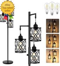 Industrial Floor Lamp for Living Room with 3 X 6W LED Bulbs 3 Light Rustic