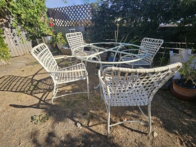  Vintage Brown Jordan Patio Set Table & 4 Chairs No Glass Top