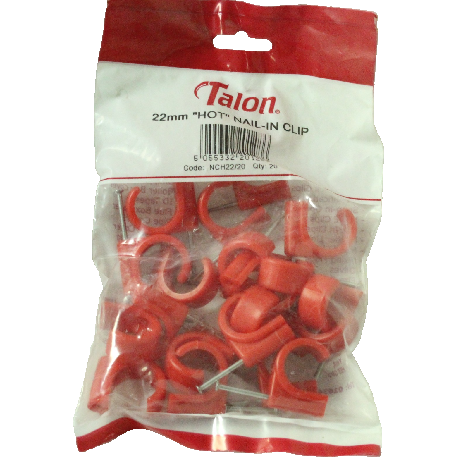 Talon NCH22/20 22mm RED HOT Nail in Pipe Clip Pack Of 20