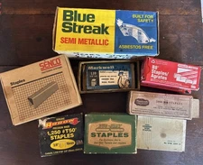 Vintage Lot 10 Boxes Assorted Staples Deco, Blue Streak, Stanley, Duo-Fast, Plus