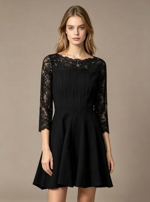NWOT Philipp Plein Women's Black Sweater Lace Dress Size M Long Sleeve