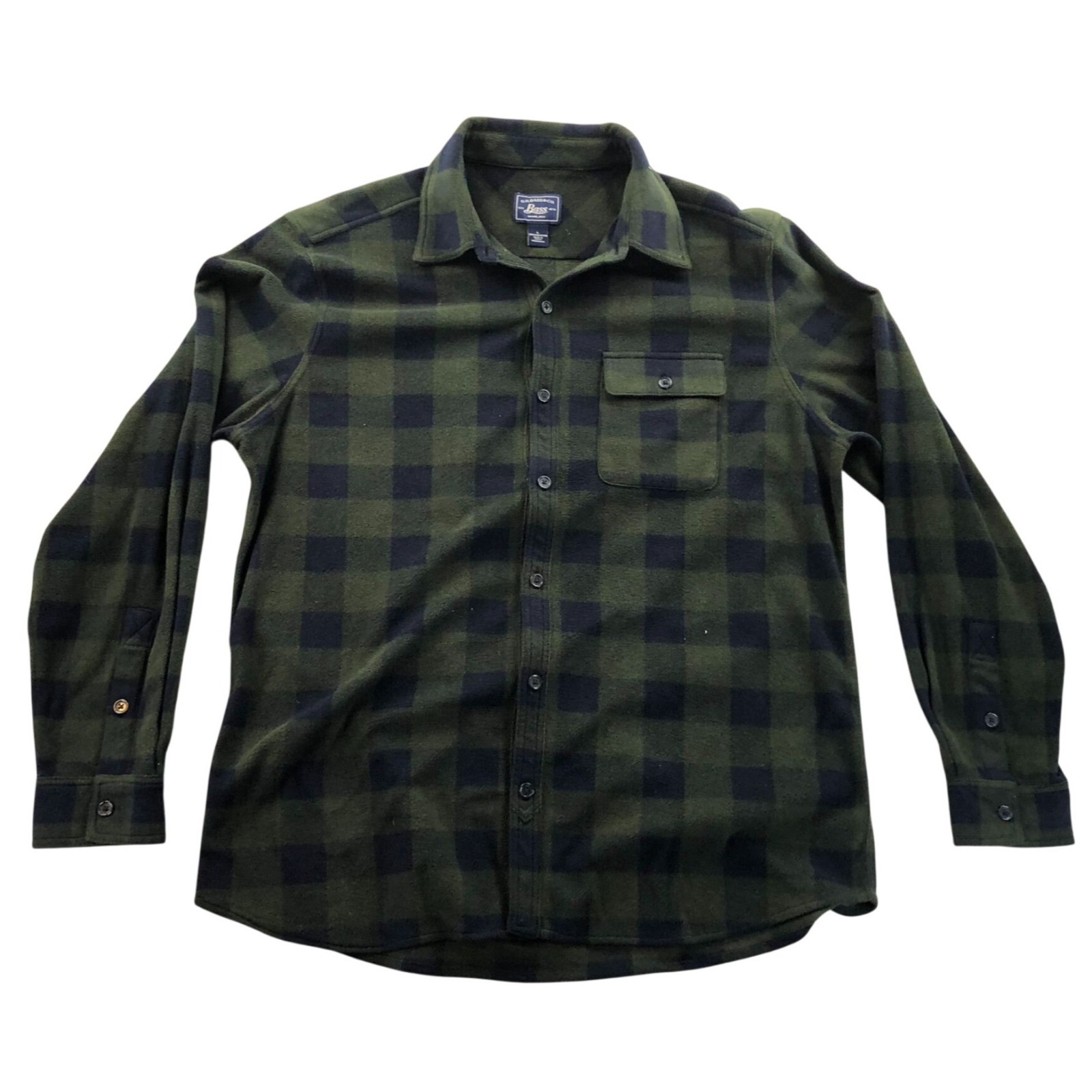 G.H. Bass & Co. Men Shirt Large Green Plaid Long Sleeve Butt
