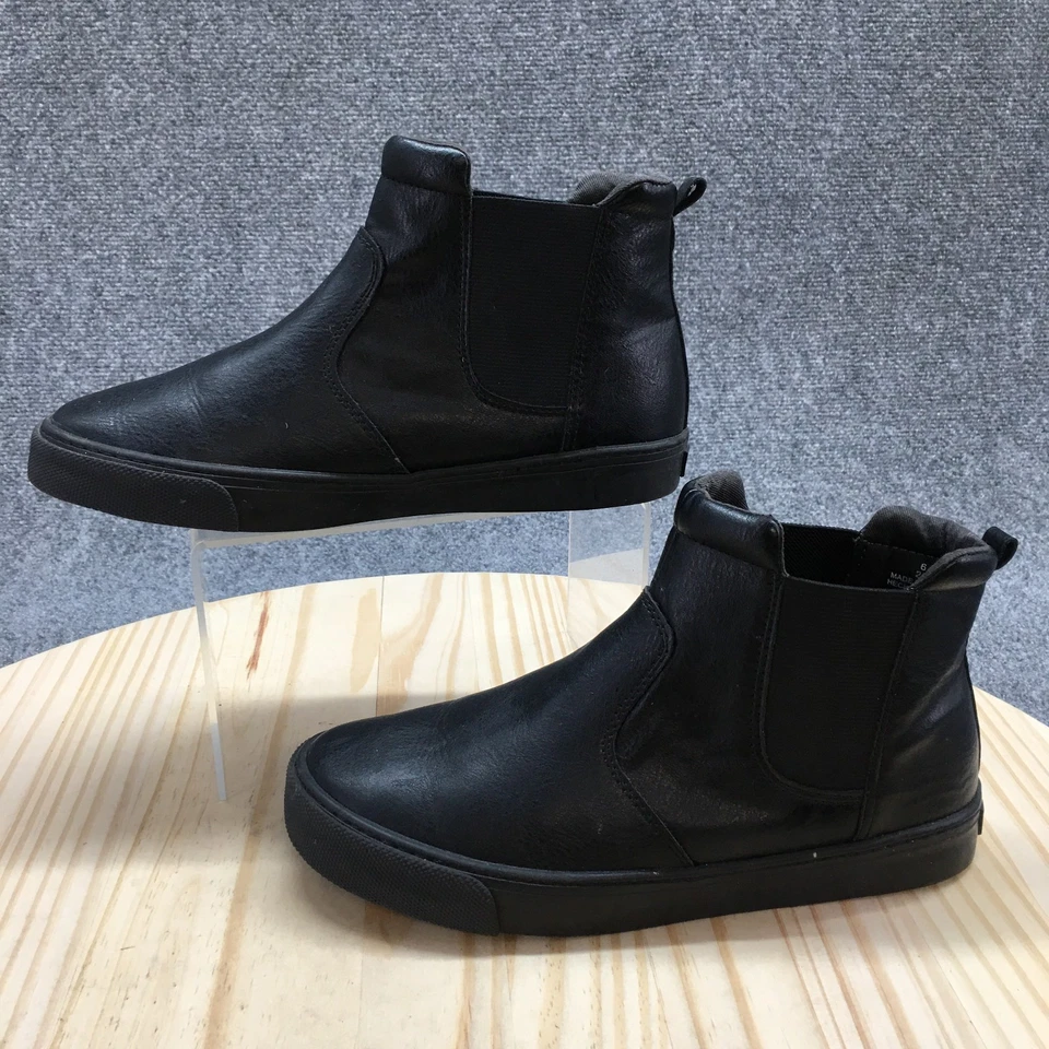 Botas Old Navy para mujer 6 Chelsea Pull On cómodas planas altas negras imitación cuero Foto 2 de 4