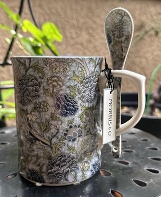 Morris & Co William Morris New Tea Coffee Cup Mug With Spoon Blue Floral NWT