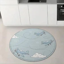 1 Flannel Floor Mat, Creative Doodle Activity Theme, Flying Festival Floor Mat,